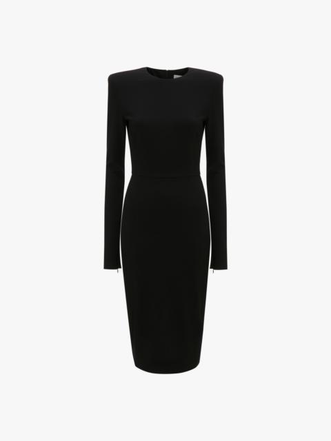 Long Sleeve T-Shirt Fitted Dress In Black