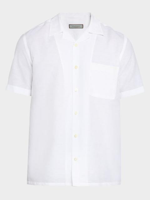 Men's Linen and Cotton Pocket Camp Shirt