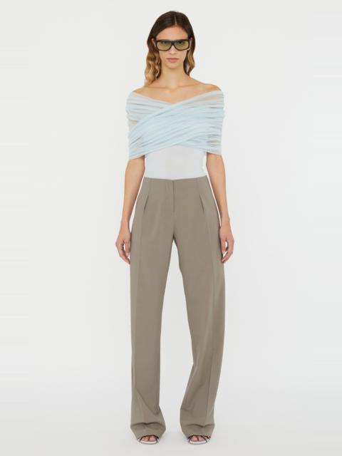 Crossed Tulle Ribbed Top light blue