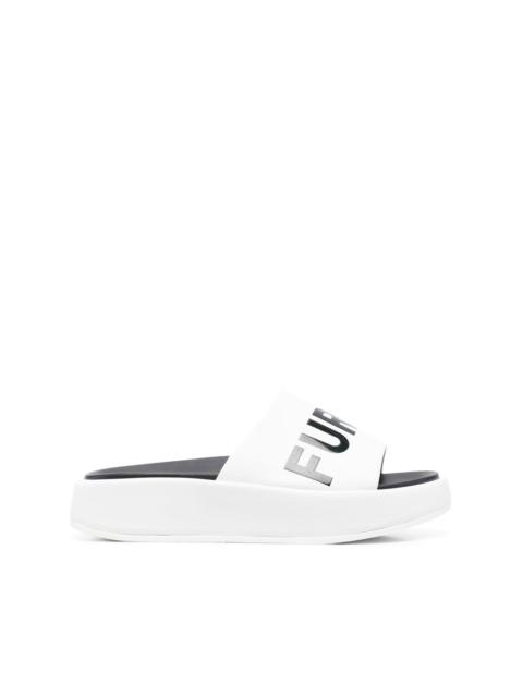 logo-print leather slides