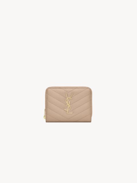 CASSANDRE MATELASSÉ COMPACT ZIP AROUND WALLET IN GRAIN DE POUDRE LEATHER