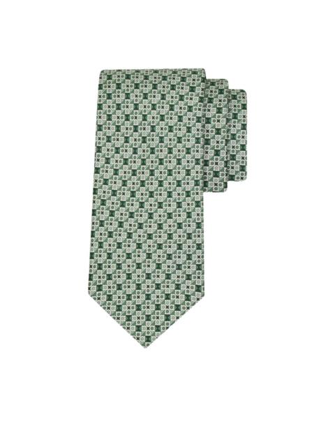 square print silk tie