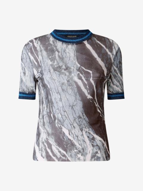 Marble-Print T-Shirt With Glittery Trims