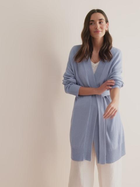 Women's Belted Cardigan Delphine Silk Linen Lavender Blue