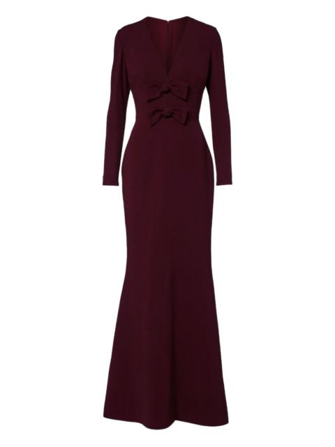 Cady bow V-neck dress