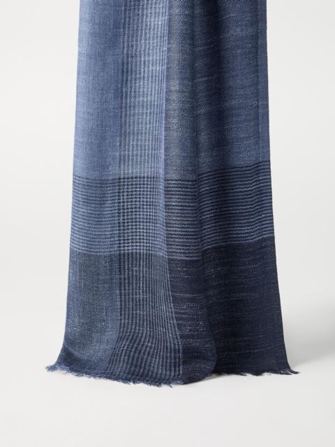 Silk and linen chevron scarf with stripes