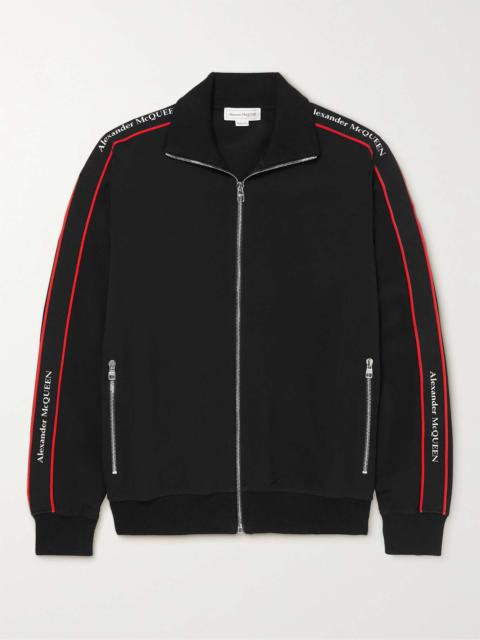 Slim-Fit Logo Webbing-Trimmed Crepe Track Jacket