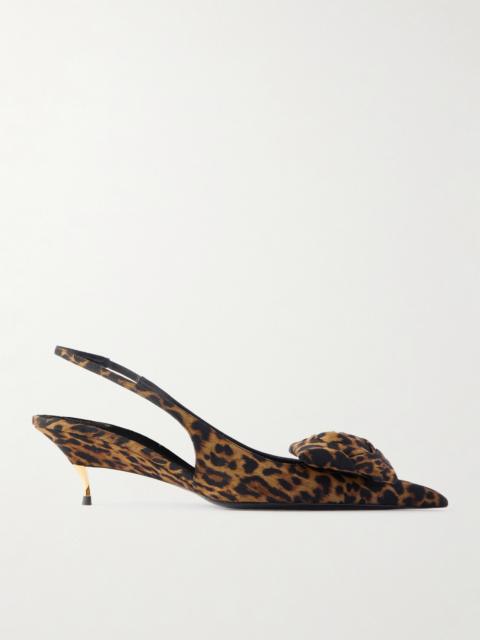 Dakota Appliquéd Leopard-print Mousseline Slingback Pumps
