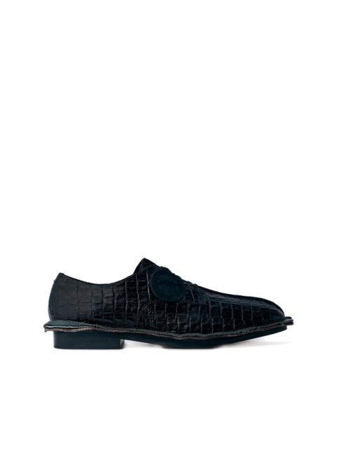 x Clarks croc-embossed derby shoes