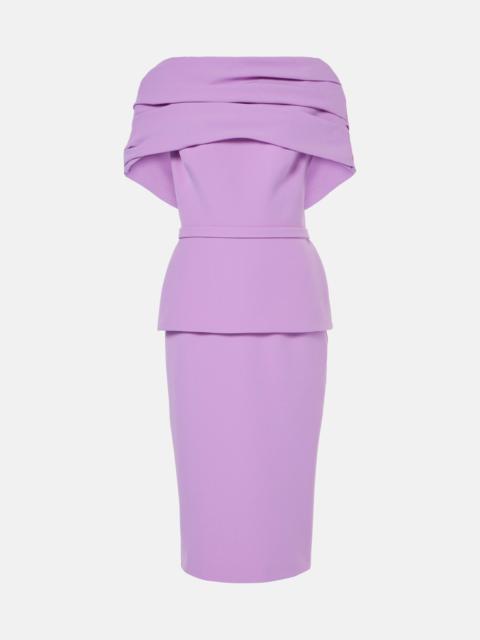 Loura draped peplum crêpe midi dress