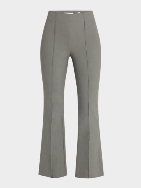 Cropped Flare-Leg Pintuck Pants