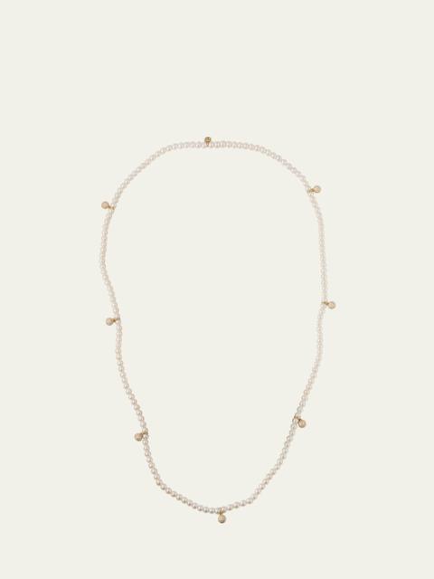 Diamond Pavé Balls on 3mm Freshwater Pearl Bracelet