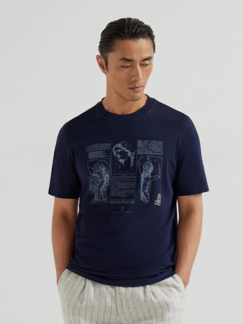 Cotton jersey crew neck T-shirt with print