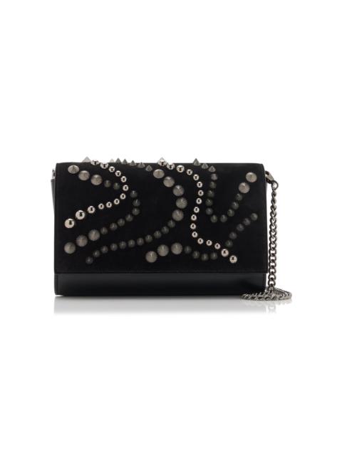 Paloma Spike-Embellished Suede, Leather Clutch black