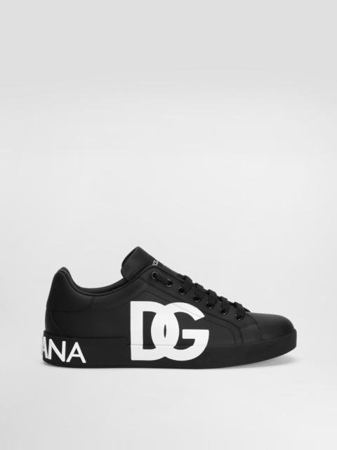 Calfskin nappa Portofino sneakers with DG logo print