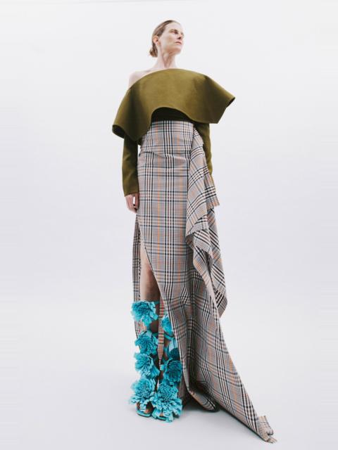 BACK TO FRONT ASYMMETRIC OVERSIZED COLLAR TOP KHAKI GREEN