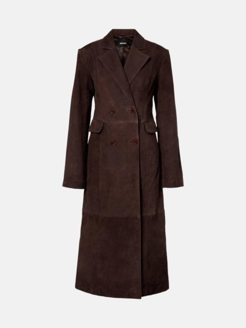 Double-breasted suede coat