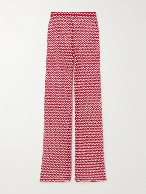 Playa Two-tone Crocheted Wide-leg Pants