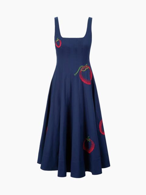 STAUD WELLS DRESS NAVY ROMA