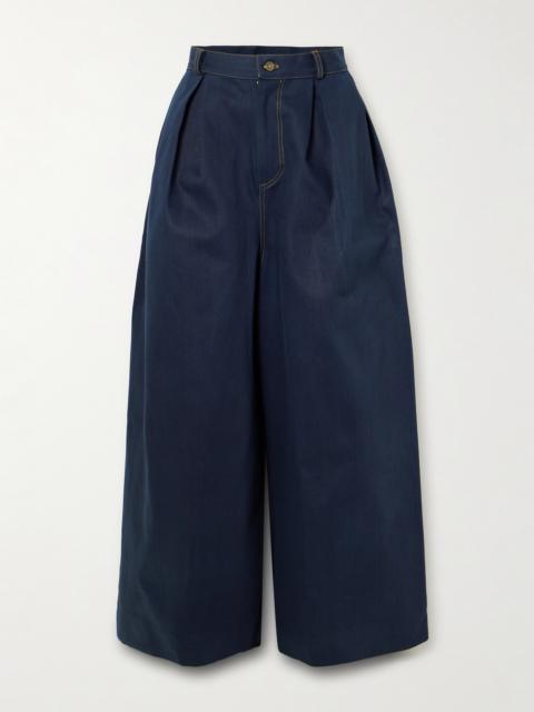 Pleated Mid-rise Wide-leg Jeans