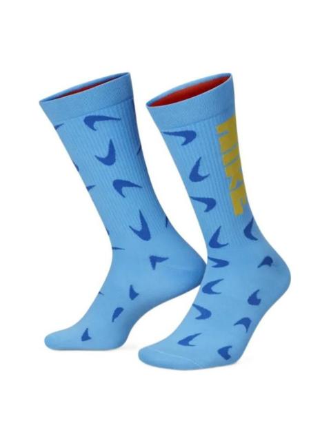 Nike Everyday Essentials Crew Logo Jacquard Sports Socks One Pair Blue DQ0788-412