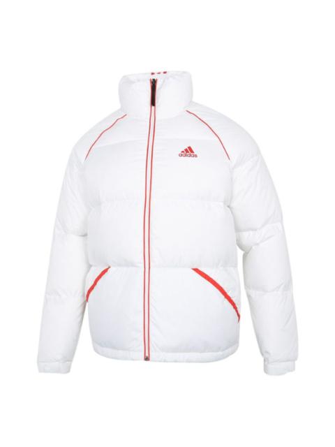 adidas Contrasting Colors Stripe Stand Collar Down Jacket White H20751