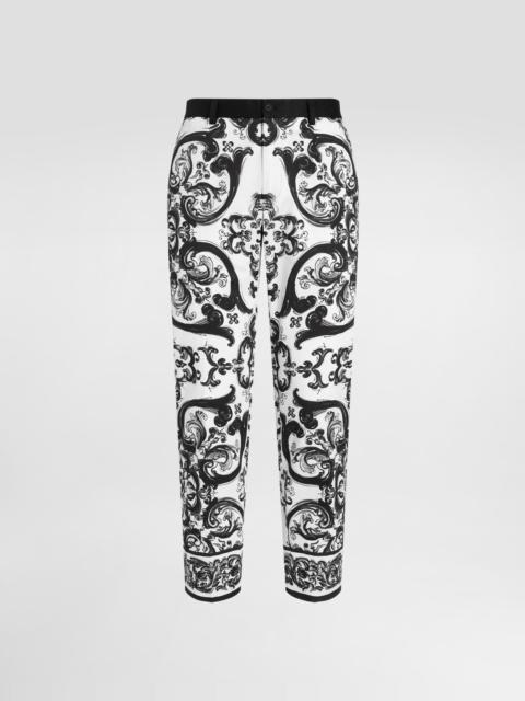 majolica-print trousers