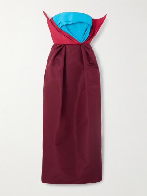 Strapless Color-block Silk-taffeta Gown