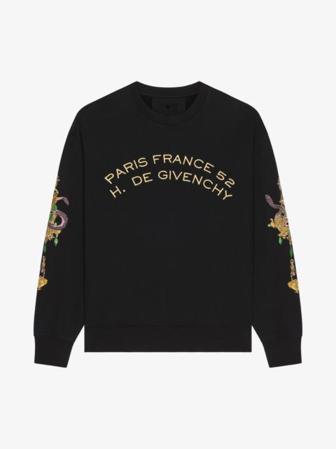 SWEATSHIRT IN FLEECE WITH CHANDELIER AND SNAKE