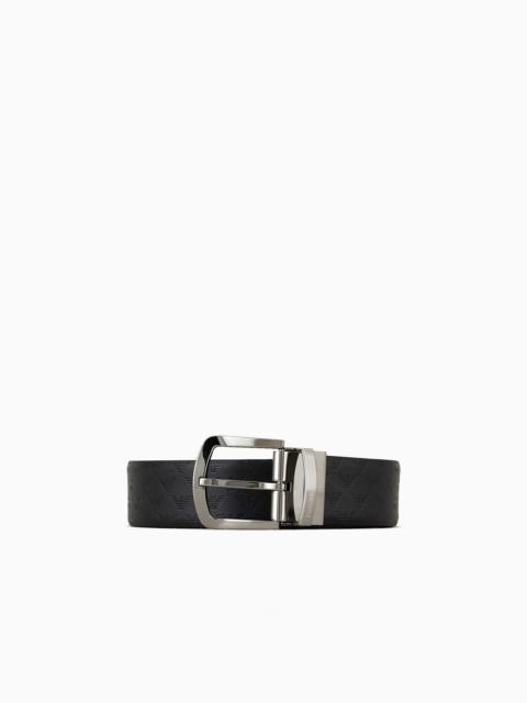 Reversible leather belt with all-over monogram