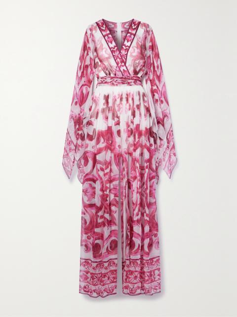 Majolica Belted Printed Silk-chiffon Jumpsuit