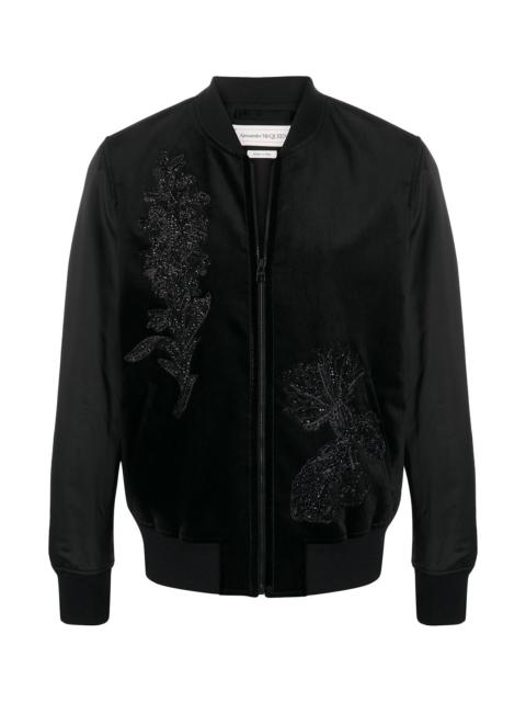 SEQUIN-EMBELLISHED FLORAL BOMBER