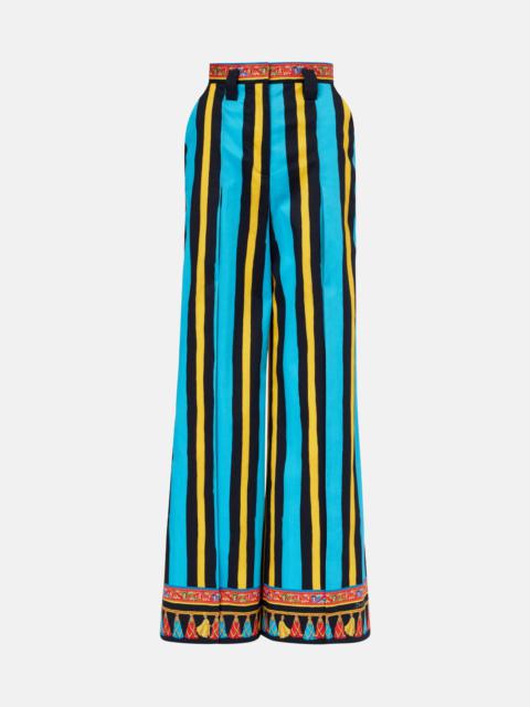 Striped wide-leg pants