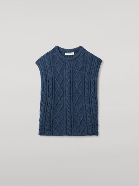Aran Cable Navy Cashmere Tank