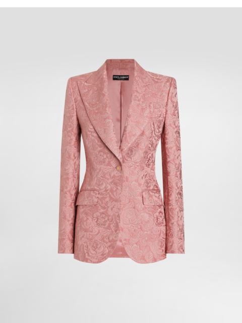 Single-breasted floral quilted jacquard Turlington jacket