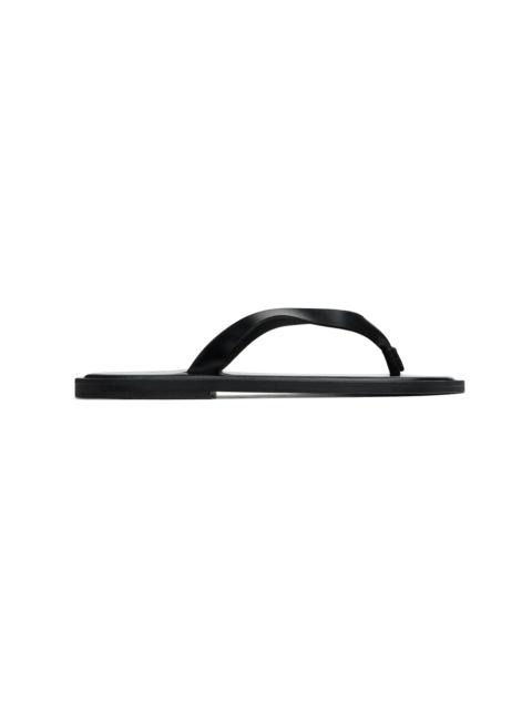 Black Leather Tong Flip-Flops