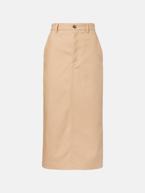 High-rise cotton midi skirt