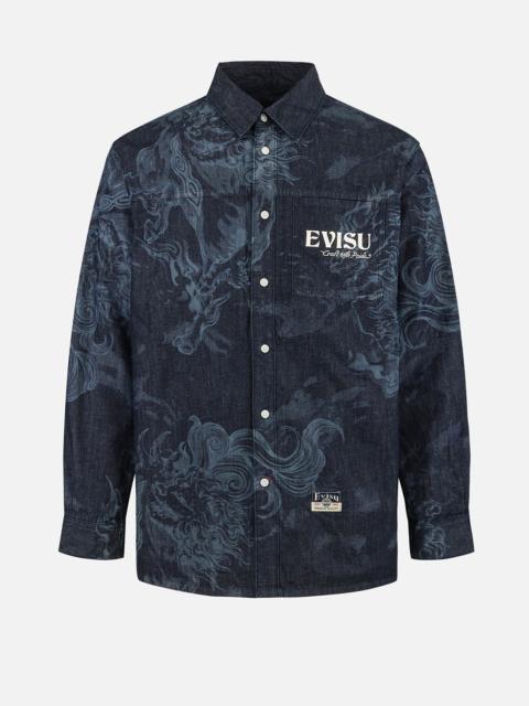 Hakutaku Laser Printed Relax Fit Denim shirt