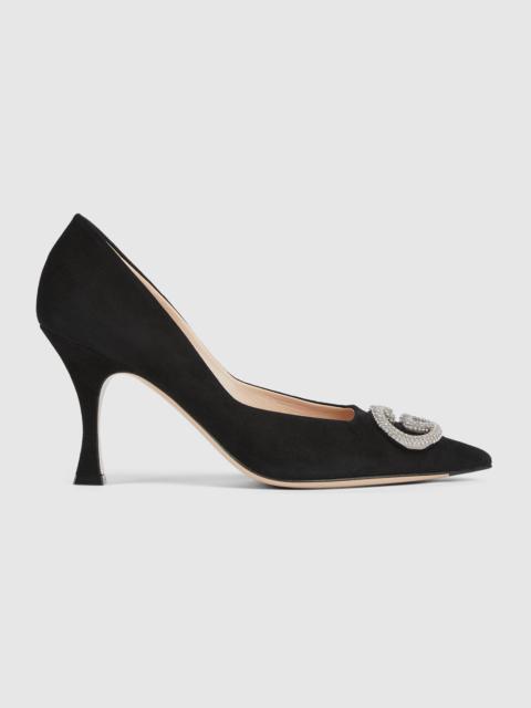 Women's pump with crystal Interlocking G