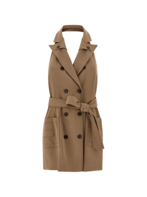 double-breasted belted mini dress