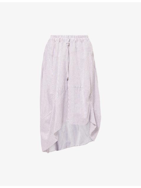 Aerodrome Asymmetric Cotton-Blend Midi Skirt