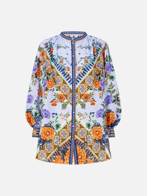 BLOUSON SLEEVE LONG LENGTH BLOUSE WITH YOKE