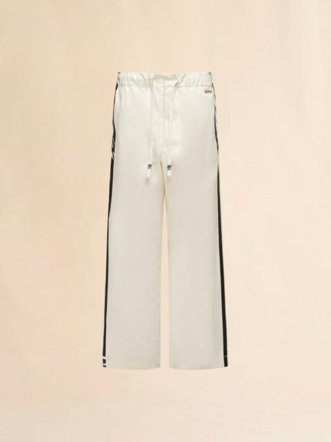 WHITE GABARDINE TRACK PANTS WITH STRIPES
