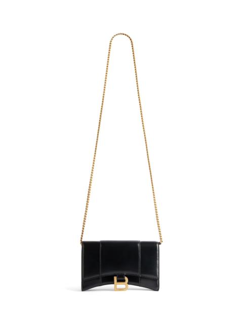 Women's Hourglass Wallet On Chain Box in Black