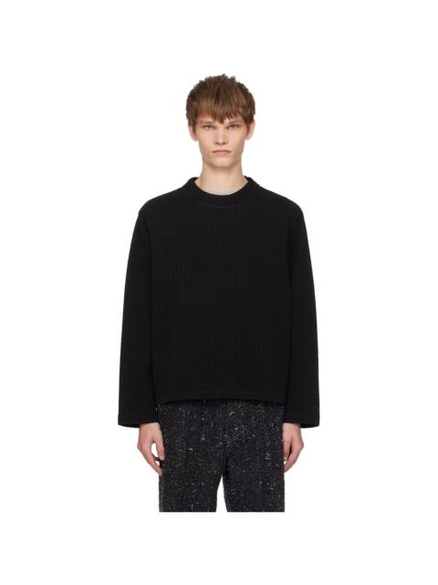 Black Embroidered Linestitch Smock T-shirt