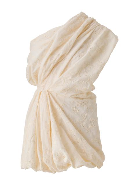 Pula Asymmetric Broderie Anglaise Mini Dress off-white