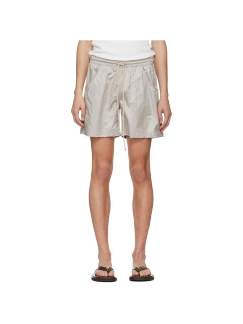 Gray Embroidered Logo Swim Shorts