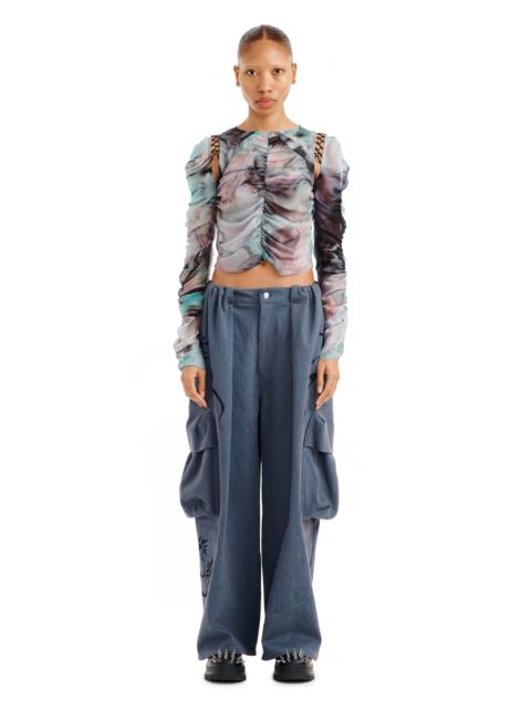 CHARCOAL DAISY PLEATED CARGO PANT