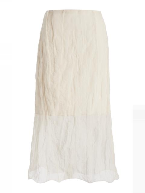 The James Low-Rise Metallic Organza Midi Skirt off-white