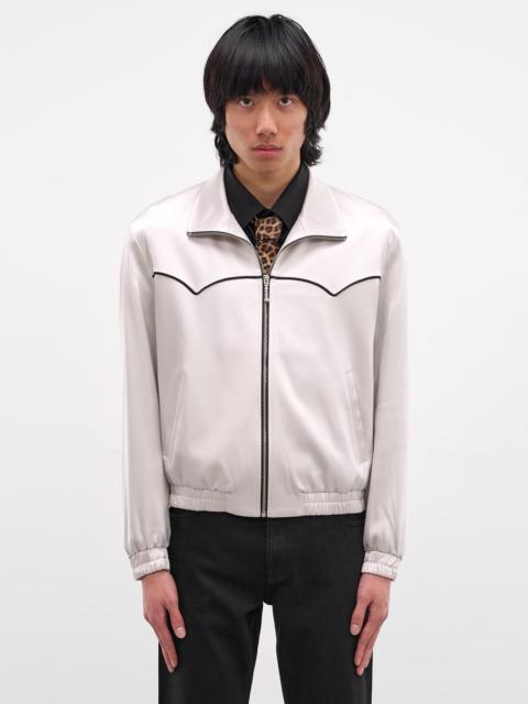 Gray Satin Western Zip Jacket